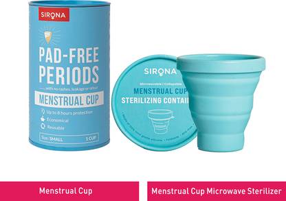 SIRONA Foldable Menstrual Cup Sterilizing Container & Reusable Menstrual Cup - Small