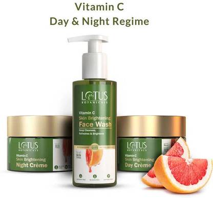 Lotus Botanicals Vitamin C Skin Face Wash,Day Creme with Night Creme