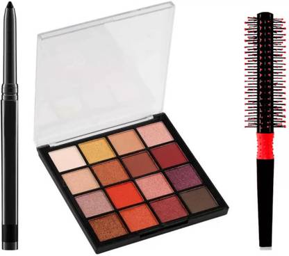 SUBHMUN Kajal & 16 Colors Eyeshadow Palette & Hair Styling Brush
