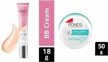 POND's BB+ SPOT-LESS LIGHT MAKEUP GLOW CREAM 18G + LIGHT MOITURISER CREAM 50G