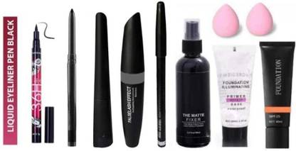 mkldsrh waterproof primer with make up fixer with foundation with blender kajal eyeliner mascara 36 h eyeliner for face make up kit