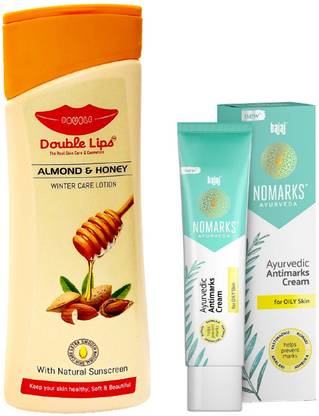 BAJAJ Nomarks Cream 25 grm For Oily Skin Pack of 2 With Winter Care Almond Honey Body Lotion 100 ml