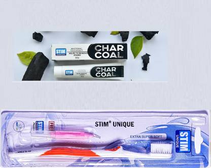 STIM Charcol (80 gm) Toothpaste & Unique Toothbrush