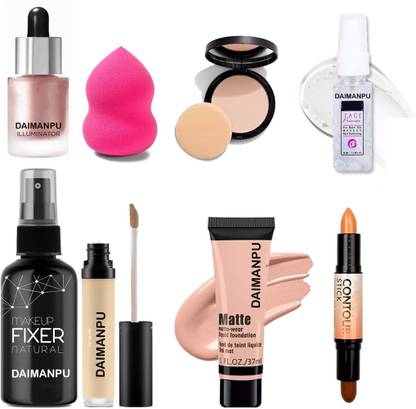 DAIMANPU Pink Cheeks Liquid Shimmer Highlighter Cosmetic Combo Kit for Dashing Looks