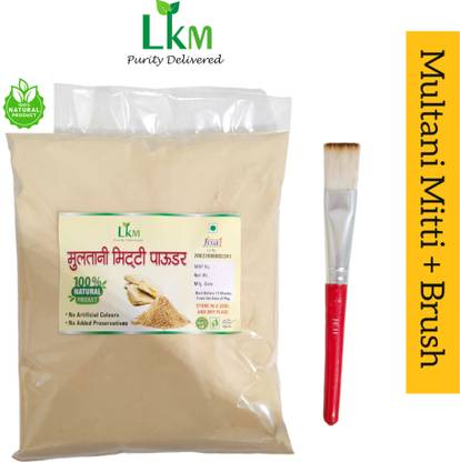 LKM 100% Pure Multani Mitti Powder for Face Pack With face pack brush