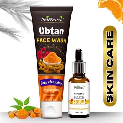 Phillauri Ubtan Face Wash And Serum for Reduce Dark Spots Refreshed Your Skin and All Typ of Skin Care Combo (60 Ml + 30 Ml)