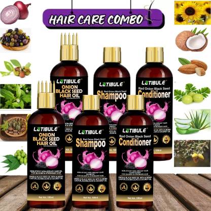 Latibule Onion Black Seed Oil & Shampoo Conditioner with Onion Extract, Controls Hair Loss  (6 Items in the set)