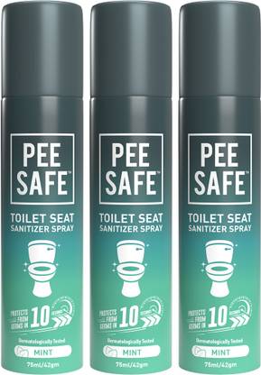 Pee Safe Toilet Seat Sanitizer Mint 75 ml - Pack of 3 Mint Spray Toilet Cleaner