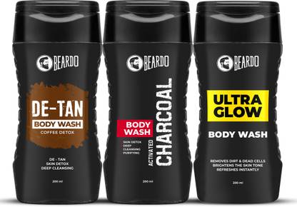 BEARDO Ultimate Bodywash Combo (Ultraglow Bodywash, De-tan Bodywash, Activated Charcoal Bodywash)