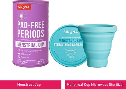 SIRONA Foldable Menstrual Cup Sterilizing Container & Reusable Menstrual Cup - Large