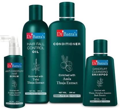 Dr Batras Anti Dandruff Hair Serum, Conditioner – 200 ml, Hair Fall Control Oil- 200 ml and Dandruff Cleansing Shampoo – 100 ml  (4 Items in the set) at Rs. 291