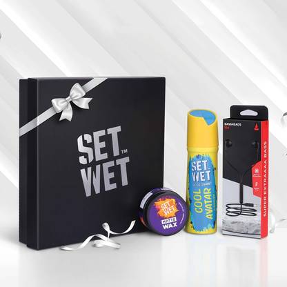SET WET Combo- 60 gm Matte Wax+150ml Cool Avatar Deo+boAt Bassheads 104 Earphones  (3 Items in the set)