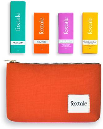 Foxtale Minis SkinCare Travel Kit | Cleanser Face Wash- 30ml | Ceramide Moisturizer-15ml | Vitamin C Serum-15ml | Dewy Sunscreen-15ml