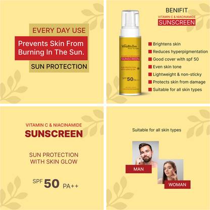 VitaBloom Vitamin C & Niacinamide Glow Sunscreen Spf 50 Pa++++ (50 g) | Keratin Smoothing Shampoo (150 ml)