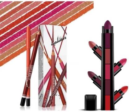 mkldsrh professional multicolored super matte lip liner pencil with non transfer 5 in 1 lipstick