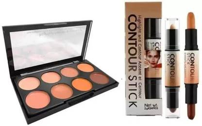 SWIZ HUDA Highlighter and Contour Concealer Palette (8 shades) & 3D BALM CONTOUR CONCEALER HIGHLIGHTER STICK