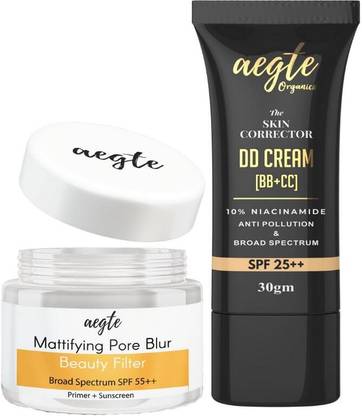 aegte Organic Skin Corrector Light DD Cream & Mattifying Pore Blur Primer + Sunscreen