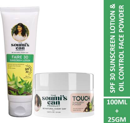 The Soumi's Can Product FAIRE 30 SUNSCREEN LOTION (100ML) & TOUCH SUNSCREEN POWDER (25GM)