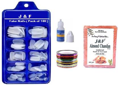Zailie Artificial Nail With Glue And 5 Nail Tape , Almond Chandan Soap