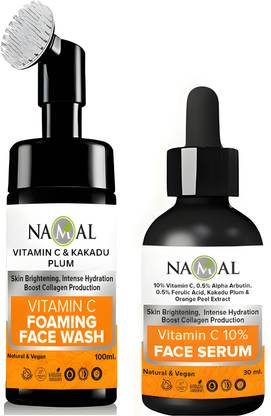 Namal Combo of Vitamin C Foaming Face Wash and Vitamin C Face Serum for Deep Cleansing and Skin Brightening