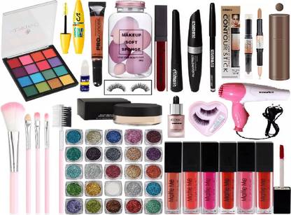 SUBHMUN FACE MAKEUP COMBO EYESHADOW PALETTE & YELLOW MASCARA & CONCEALER & LIPSTICK & EYELASHES WITH GLUE & 3 IN 1 MASCARA COMBO