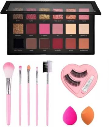 mnko Rose Gold Textured Eyeshadow Palette With 5 Pcs Makeup Brushes and 2 blender