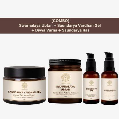 Hiranyam [COMBO] Swarnalaya Ubtan + Saundarya Vardhan Gel + Divya Varna + Saundarya Ras