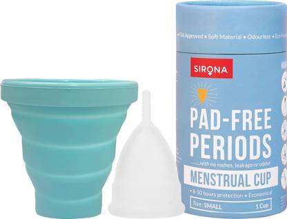 SIRONA Foldable Menstrual Cup Sterilizing Container & Reusable Menstrual Cup - Small