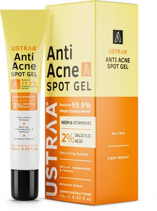 USTRAA Anti-Acne Spot Gel, Reduces 99.9% Pimple causing germs, Dermatologically Tested