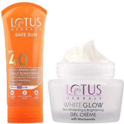 LOTUS HERBALS (Combo of DIF))Sunscreen SPF40,50g,(WG gel cream 40g)