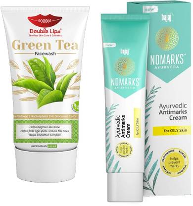 BAJAJ Nomarks Cream 25 grm For Oily Skin Pack of 1 With Green Tea Face Wash 100 ml