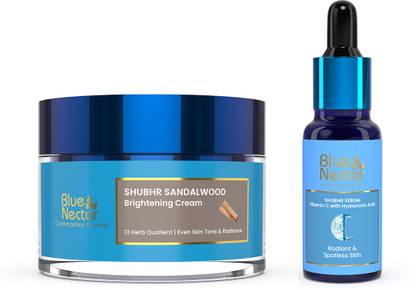 Blue Nectar Ayurvedic Vitamin C Face Serum & Brightening Face Cream for Skin(Sets of 2 Item)