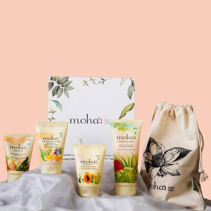 Moha Beauty Gift Hamper | Skin Care Gift Set Includes Face Scrub, Face Wash, Face Mask & Face Overnight | Gift Set for Women & Men