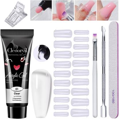 BOZLIN Poly Nail Gel Extension Kit for Builder Gel UV Nail Art Kit, Nail Extension Set (Clear)