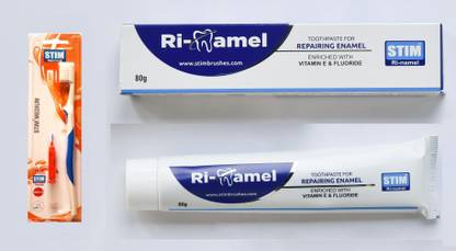 STIM Ri-namel (80gm) Toothpaste & Medium Toothbrush