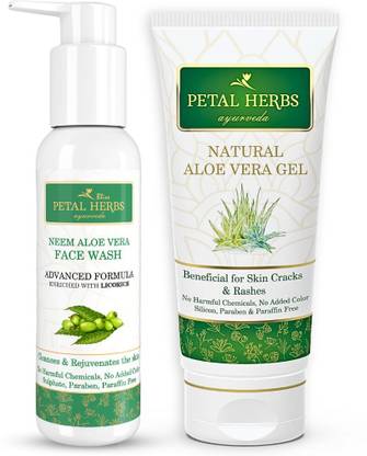 Petal Herbs Ayurveda Neem & Face Wash to rejuvenate and the skin + Natural Gel to prevent pimples and acne