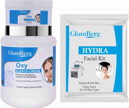 Glamberg Oxy Bleach Cream With Activator + Hydra Facial Kit 5 in 1