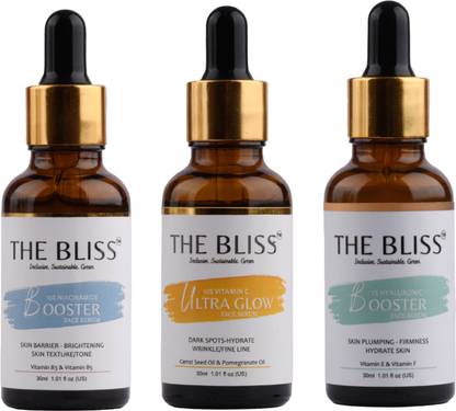 The Bliss Face treatment:10% Vitamin C serum,1% Hyaluronic serum,10% Niacinamide Serum