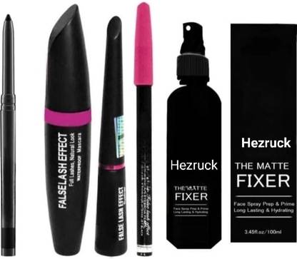 Hezruck Face Fixer & 3in1 Combo (Kajal, Eyeliner & Mascara)+ Waterproof Kajal