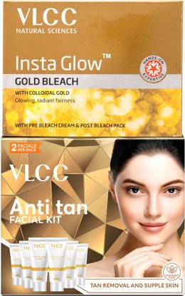 VLCC Anti Tan Single Facial Kit - 60 g and Insta Glow Gold Bleach - 30 g