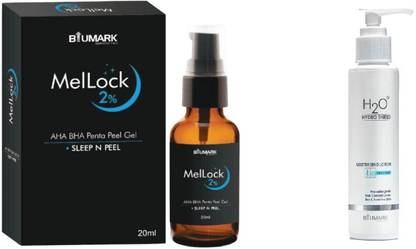 BIUMARK MelLock AHA +BHA + Serum for Glowing & Brighten Skin (20ML)& H2O Moisturising Dry Skin Lotion 100ML