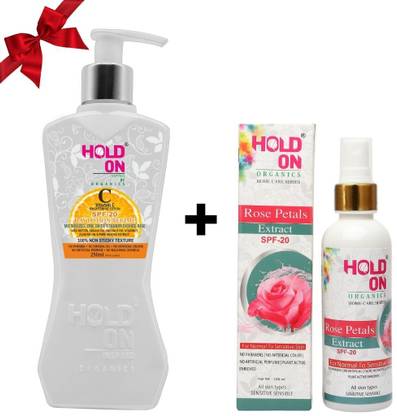 HOLD ON Organic vitamin C brightening lotion with SPF-20 250 ml + Rose extract 100 ml