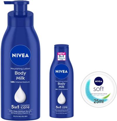 NIVEA Bodymilk 400ml and 75ml Soft 25ml set of 3pc
