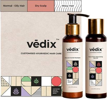 Vedix Customised Hair Fall Control Combo pack | Hair Oil & Ayurvedic Shampoo | Dry Scalp | Wavy Hair | Anti Hair Fall Kit, 200 ml