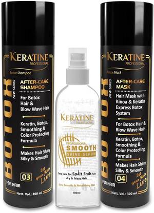 KERATINE PROFESSIONAL BOTOX AFTER-CARE SHAMPOO, MASK & SERUM 100 ml | Infused with 9 essential proteins like Argon Oil, Keratin, Botox