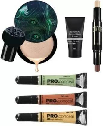 wryak Primer, Contour Stick, Air Cushion Mushroom BB & CC Cream Foundation Waterproof, Pro Concealer 3pcs