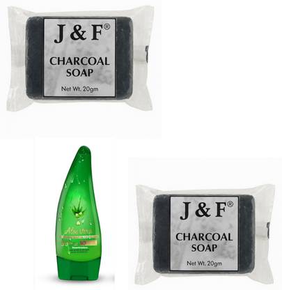BeantTraders Pure Aloe Vera Gel for face 100gm AND Charcoal soap 2pcs 20g