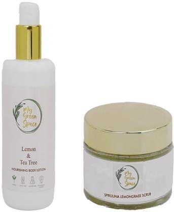 My Green Space Lemon Tea Tree Body Lotion 250 ml + Spirulina Lemongrass Body Scrub 50 g