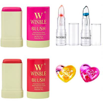 Winble Ruby Blush & Pink Heart Lip Gloss Combo | Long Lasting Waterproof Tint