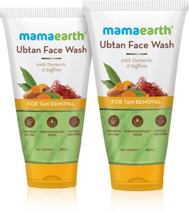 Mamaearth Ubtan Natural with Turmeric & Saffron (Pack of 2) Face Wash ...